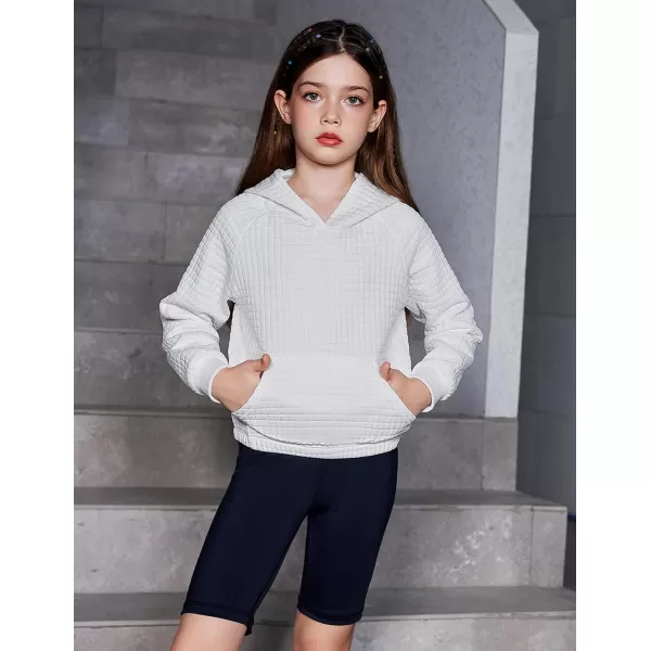 Arshiner Girls Sweatshirt Waffle Cropped Hoodies Casual Long Sleeve Pullover Tops for Kids