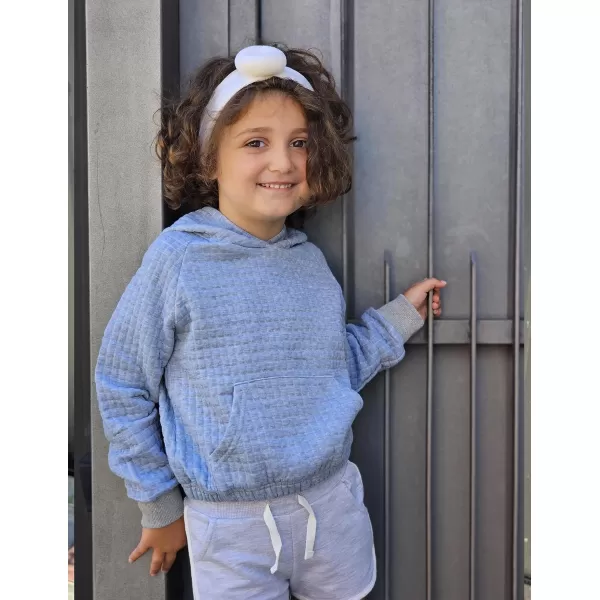 Arshiner Girls Sweatshirt Waffle Cropped Hoodies Casual Long Sleeve Pullover Tops for Kids