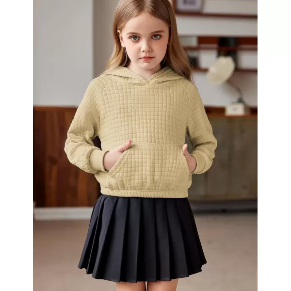 Arshiner Girls Sweatshirt Waffle Cropped Hoodies Casual Long Sleeve Pullover Tops for Kids