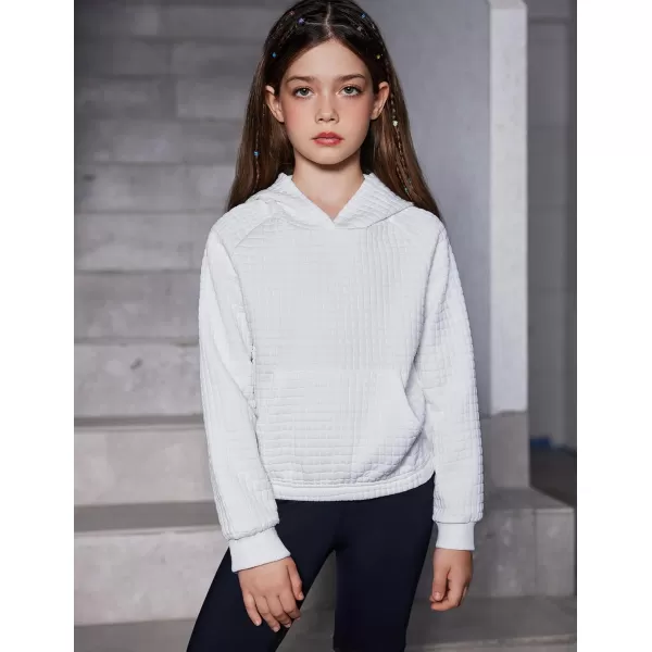 Arshiner Girls Sweatshirt Waffle Cropped Hoodies Casual Long Sleeve Pullover Tops for Kids