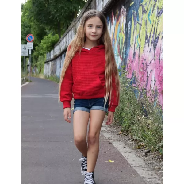 Arshiner Girls Sweatshirt Waffle Cropped Hoodies Casual Long Sleeve Pullover Tops for Kids