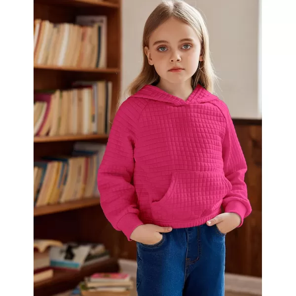Arshiner Girls Sweatshirt Waffle Cropped Hoodies Casual Long Sleeve Pullover Tops for Kids