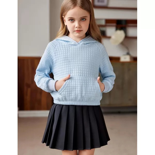 Arshiner Girls Sweatshirt Waffle Cropped Hoodies Casual Long Sleeve Pullover Tops for Kids