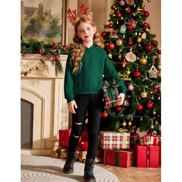 Arshiner Girls Sweatshirt Waffle Cropped Hoodies Casual Long Sleeve Pullover Tops for Kids