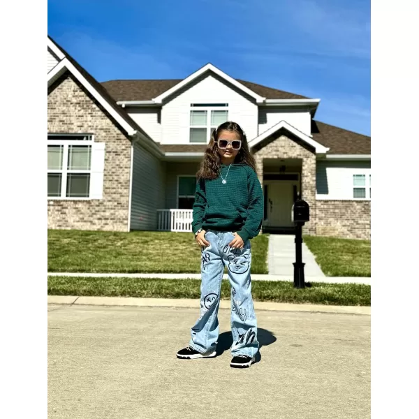 Arshiner Girls Sweatshirt Waffle Cropped Hoodies Casual Long Sleeve Pullover Tops for Kids