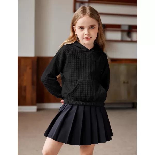 Arshiner Girls Sweatshirt Waffle Cropped Hoodies Casual Long Sleeve Pullover Tops for Kids