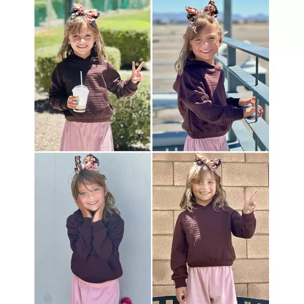 Arshiner Girls Sweatshirt Waffle Cropped Hoodies Casual Long Sleeve Pullover Tops for Kids
