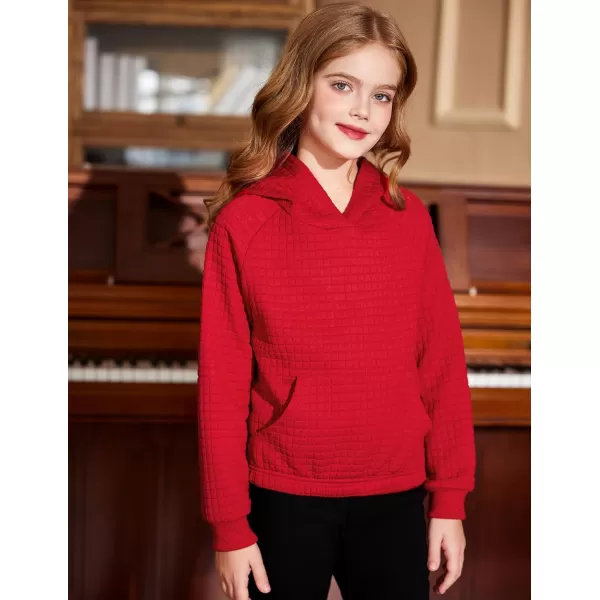 Arshiner Girls Sweatshirt Waffle Cropped Hoodies Casual Long Sleeve Pullover Tops for Kids