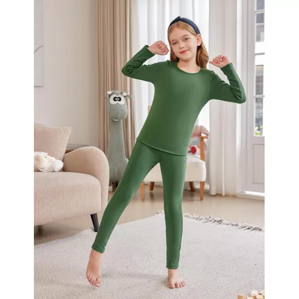 Arshiner Girls Thermal Underwear Set Long Johns Fleece Lined Kids Base Layer Top Bottom