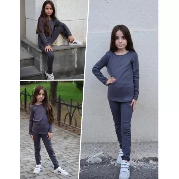 Arshiner Girls Thermal Underwear Set Long Johns Fleece Lined Kids Base Layer Top Bottom