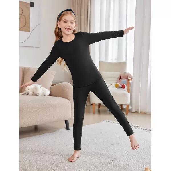Arshiner Girls Thermal Underwear Set Long Johns Fleece Lined Kids Base Layer Top Bottom