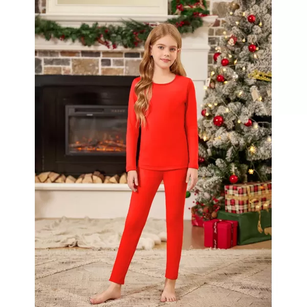 Arshiner Girls Thermal Underwear Set Long Johns Fleece Lined Kids Base Layer Top Bottom
