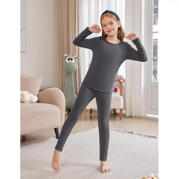 Arshiner Girls Thermal Underwear Set Long Johns Fleece Lined Kids Base Layer Top Bottom