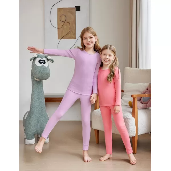 Arshiner Girls Thermal Underwear Set Long Johns Fleece Lined Kids Base Layer Top Bottom