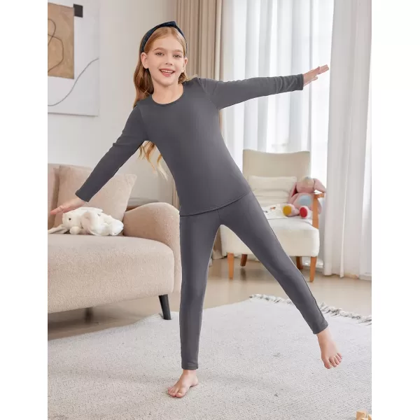 Arshiner Girls Thermal Underwear Set Long Johns Fleece Lined Kids Base Layer Top Bottom