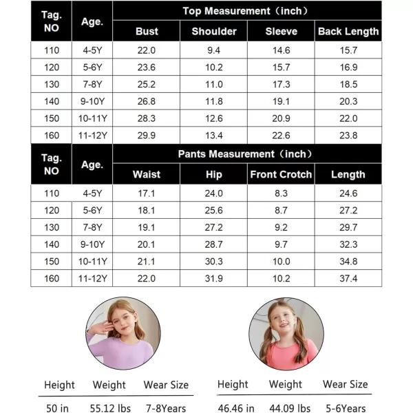 Arshiner Girls Thermal Underwear Set Long Johns Fleece Lined Kids Base Layer Top Bottom
