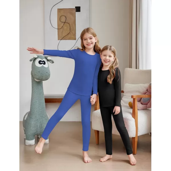 Arshiner Girls Thermal Underwear Set Long Johns Fleece Lined Kids Base Layer Top Bottom