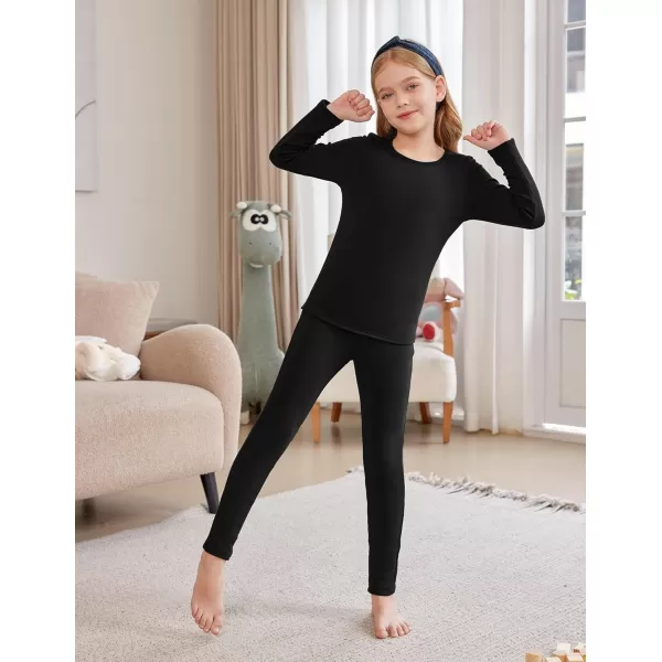 Arshiner Girls Thermal Underwear Set Long Johns Fleece Lined Kids Base Layer Top Bottom