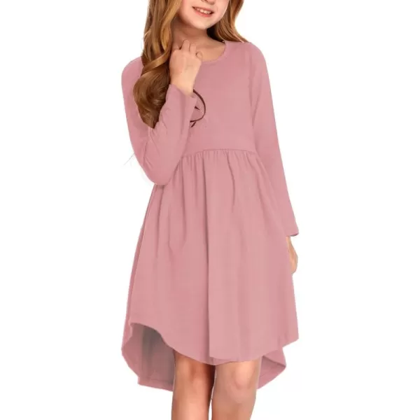 Arshiner Girl Long Sleeve A Line Skater Casual Twirly Casual Dress
