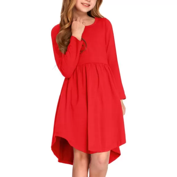 Arshiner Girl Long Sleeve A Line Skater Casual Twirly Casual Dress