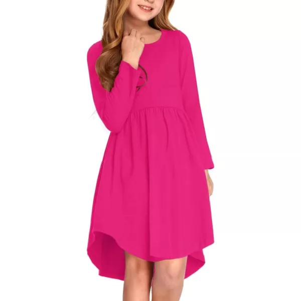 Arshiner Girl Long Sleeve A Line Skater Casual Twirly Casual Dress