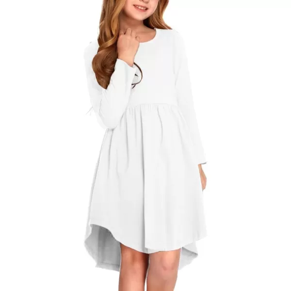 Arshiner Girl Long Sleeve A Line Skater Casual Twirly Casual Dress