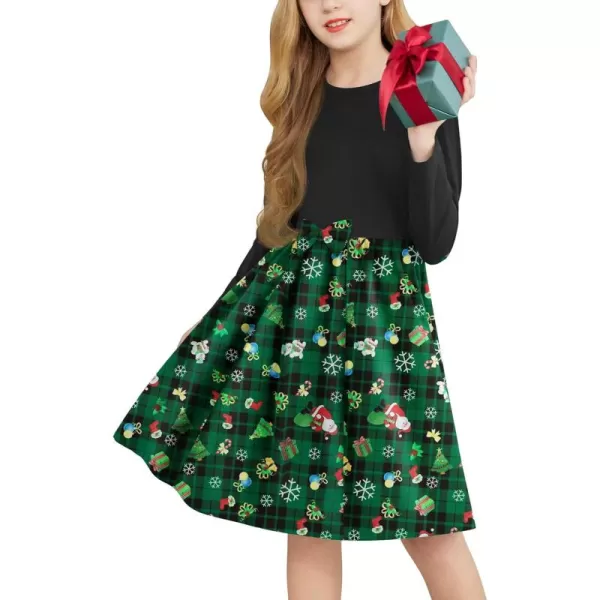 Arshiner Girls Long Sleeve Dress A line Twirly Skater Casual Bow Tie Dress