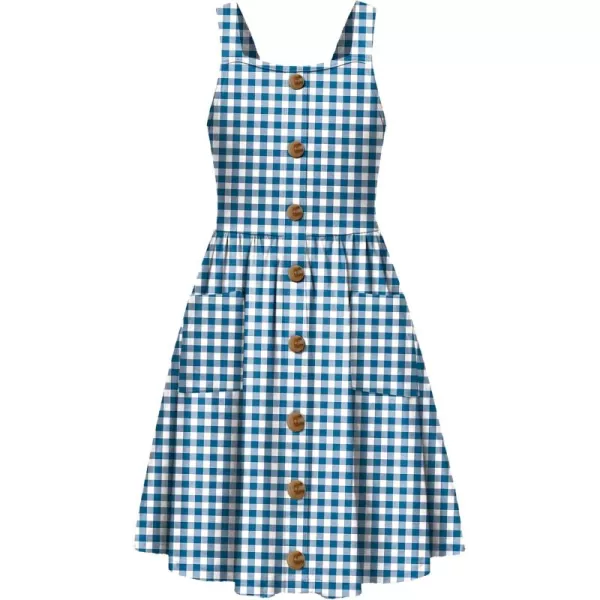 Arshiner Girl's Spaghetti Strap Button Down Midi Sleeveless Summer Casual Sundress A-line Dress with Pockets