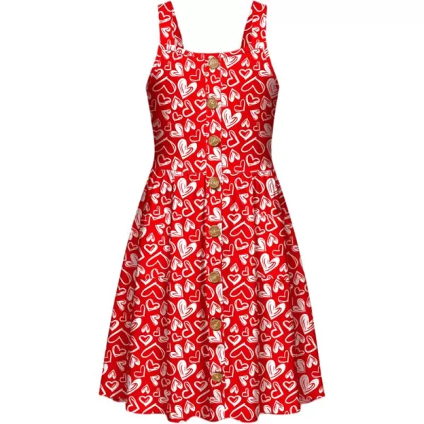 Arshiner Girl's Spaghetti Strap Button Down Midi Sleeveless Summer Casual Sundress A-line Dress with Pockets