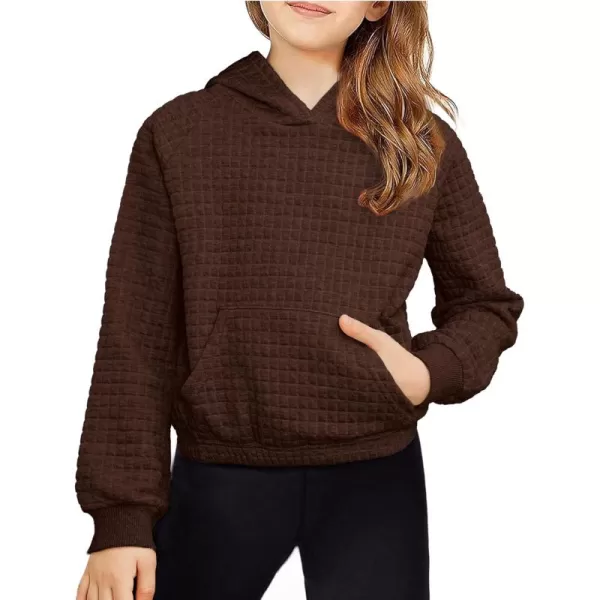 Arshiner Girls Sweatshirt Waffle Cropped Hoodies Casual Long Sleeve Pullover Tops for Kids