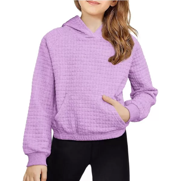 Arshiner Girls Sweatshirt Waffle Cropped Hoodies Casual Long Sleeve Pullover Tops for Kids