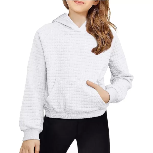 Arshiner Girls Sweatshirt Waffle Cropped Hoodies Casual Long Sleeve Pullover Tops for Kids