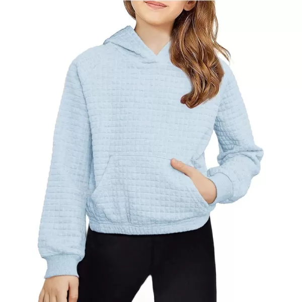 Arshiner Girls Sweatshirt Waffle Cropped Hoodies Casual Long Sleeve Pullover Tops for Kids