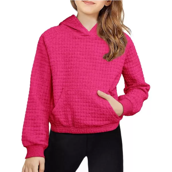 Arshiner Girls Sweatshirt Waffle Cropped Hoodies Casual Long Sleeve Pullover Tops for Kids