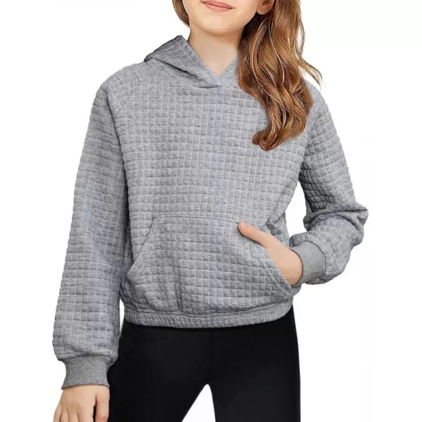 Arshiner Girls Sweatshirt Waffle Cropped Hoodies Casual Long Sleeve Pullover Tops for Kids