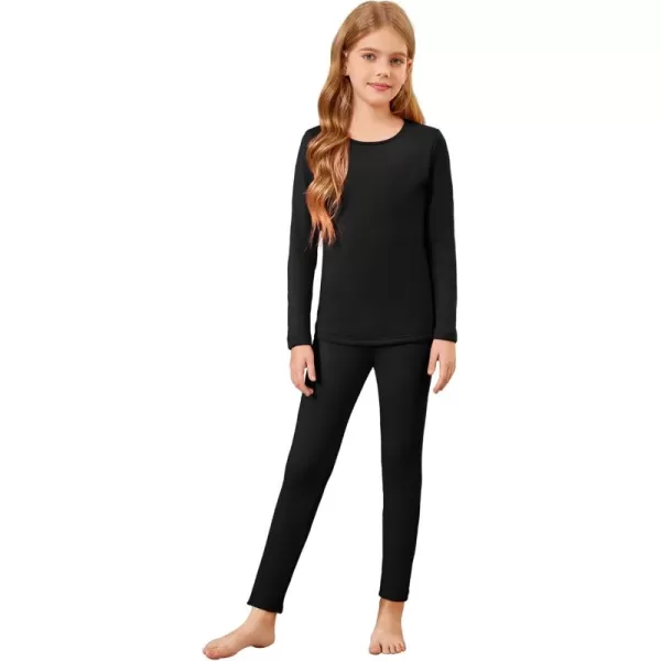 Arshiner Girls Thermal Underwear Set Long Johns Fleece Lined Kids Base Layer Top Bottom