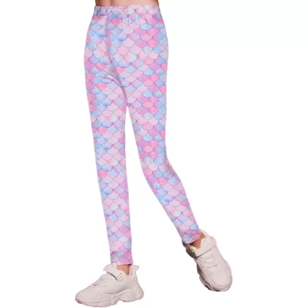 Arshiner Girl's Ankle Length Leggings 3-Pack Printing Flower Kids Classic Stretch Pants 4-14Y