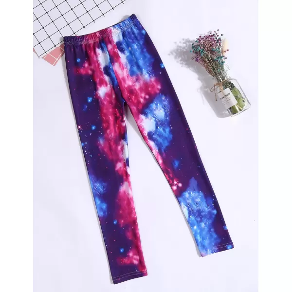 Arshiner Girl's Ankle Length Leggings 3-Pack Printing Flower Kids Classic Stretch Pants 4-14Y
