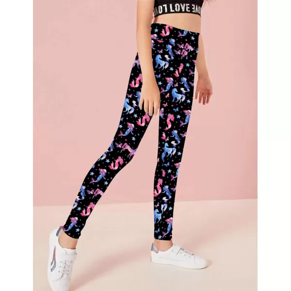 Arshiner Girl's Ankle Length Leggings 3-Pack Printing Flower Kids Classic Stretch Pants 4-14Y