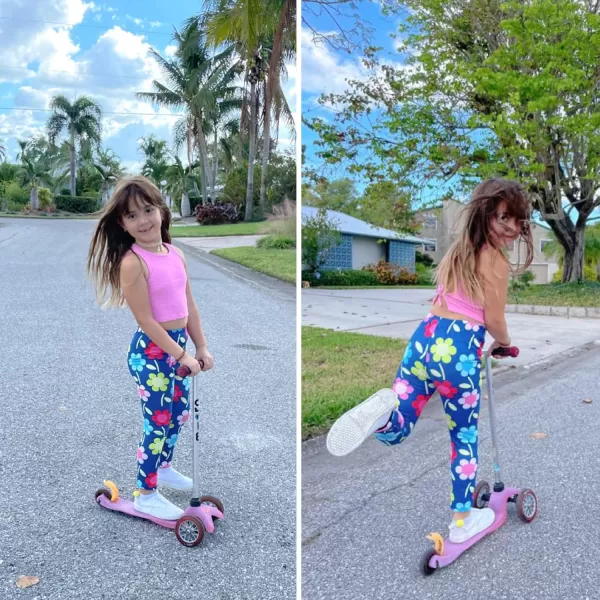 Arshiner Girl's Ankle Length Leggings 3-Pack Printing Flower Kids Classic Stretch Pants 4-14Y