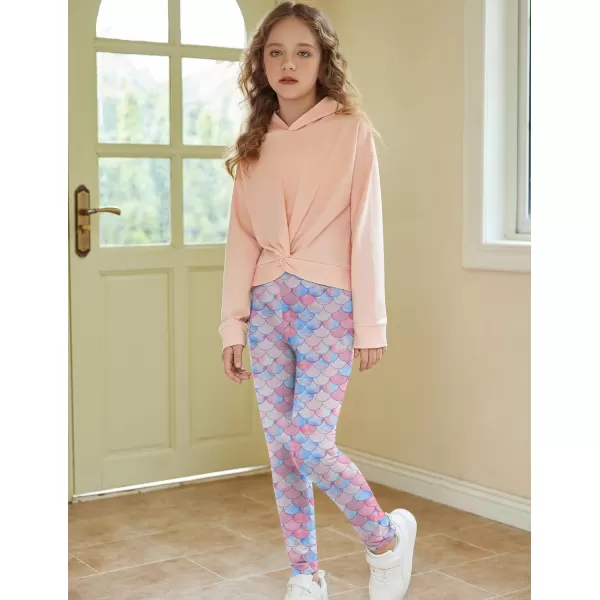 Arshiner Girl's Ankle Length Leggings 3-Pack Printing Flower Kids Classic Stretch Pants 4-14Y