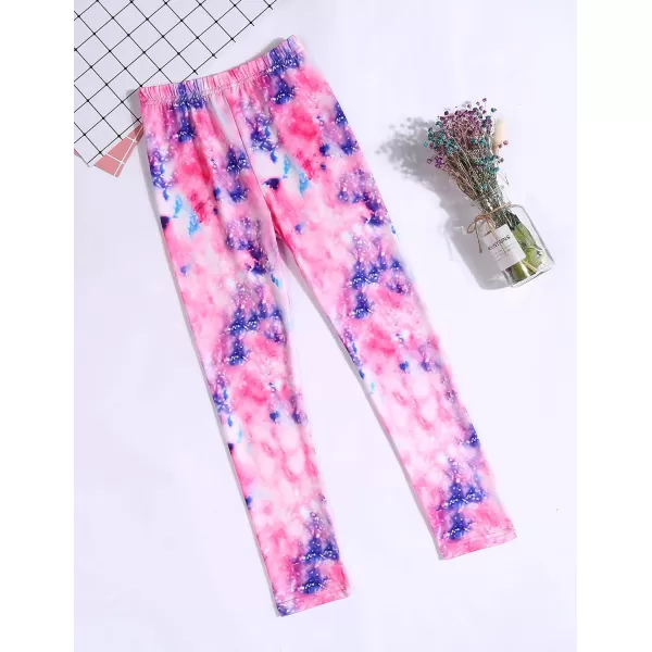 Arshiner Girl's Ankle Length Leggings 3-Pack Printing Flower Kids Classic Stretch Pants 4-14Y