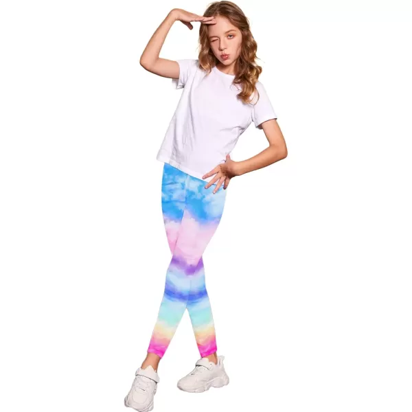 Arshiner Girl's Ankle Length Leggings 3-Pack Printing Flower Kids Classic Stretch Pants 4-14Y