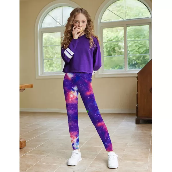 Arshiner Girl's Ankle Length Leggings 3-Pack Printing Flower Kids Classic Stretch Pants 4-14Y
