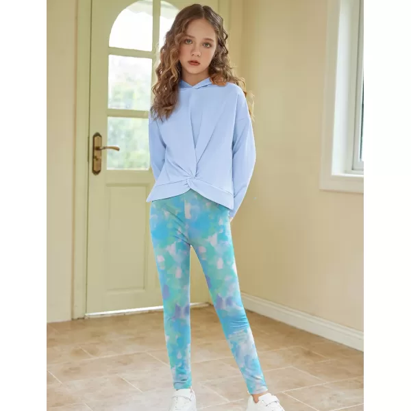 Arshiner Girl's Ankle Length Leggings 3-Pack Printing Flower Kids Classic Stretch Pants 4-14Y