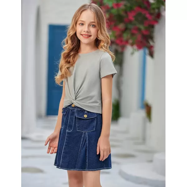 Arshiner Girls Casual Tie Dye Short-Sleeve T-Shirt Cute Print Summer Blouse for Girls Twist Front Tunic Tee Tops