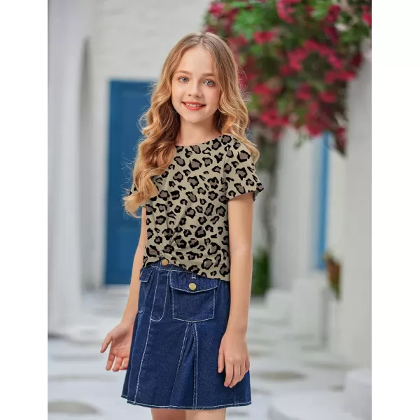 Arshiner Girls Casual Tie Dye Short-Sleeve T-Shirt Cute Print Summer Blouse for Girls Twist Front Tunic Tee Tops