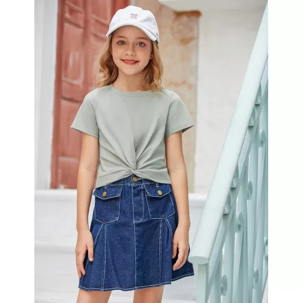 Arshiner Girls Casual Tie Dye Short-Sleeve T-Shirt Cute Print Summer Blouse for Girls Twist Front Tunic Tee Tops