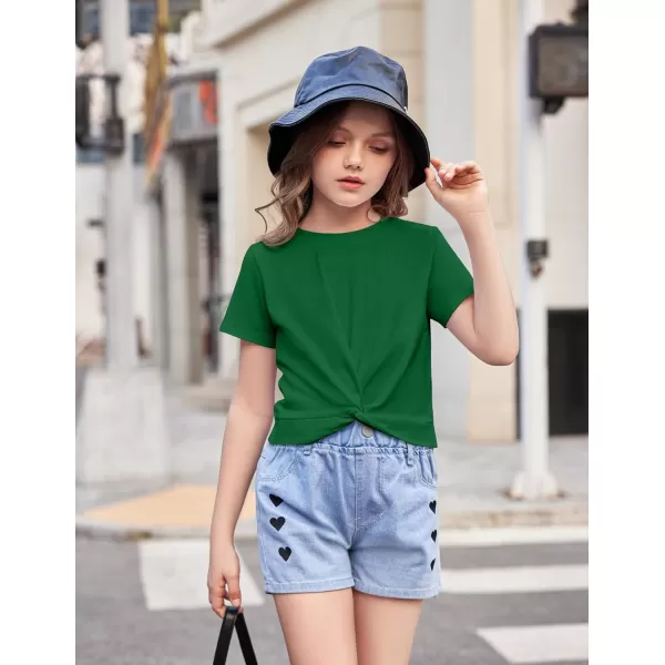 Arshiner Girls Casual Tie Dye Short-Sleeve T-Shirt Cute Print Summer Blouse for Girls Twist Front Tunic Tee Tops