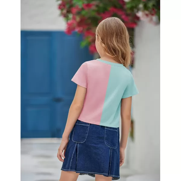 Arshiner Girls Casual Tie Dye Short-Sleeve T-Shirt Cute Print Summer Blouse for Girls Twist Front Tunic Tee Tops